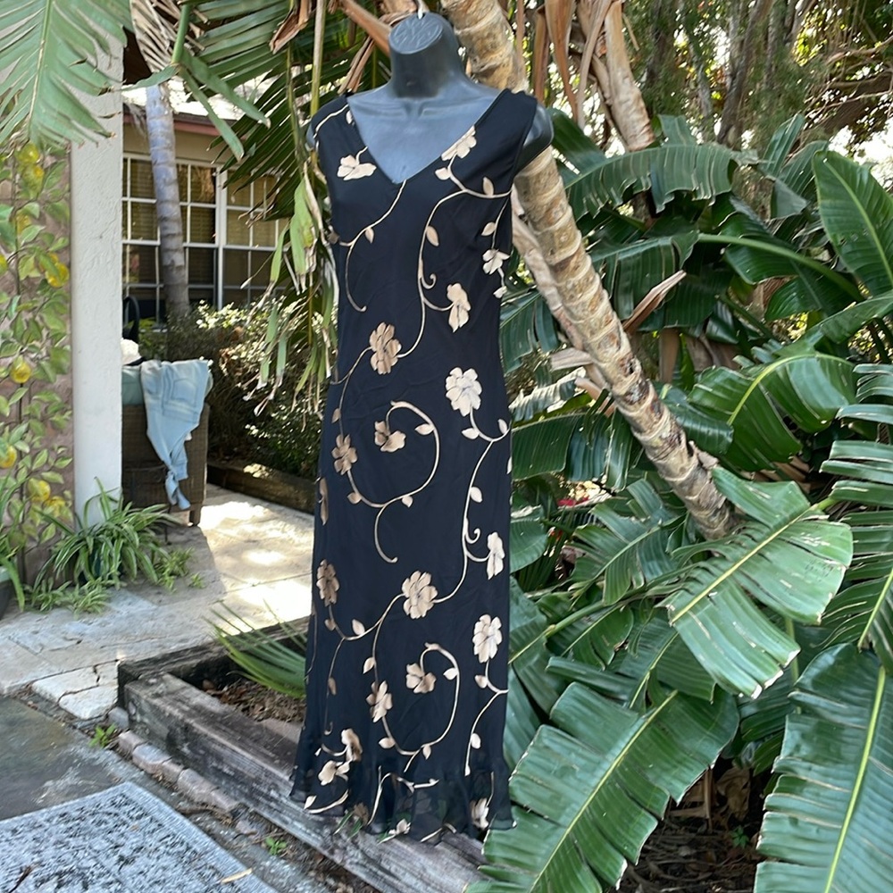 sheer burnout, floral bias, cut dress with ruffle hem